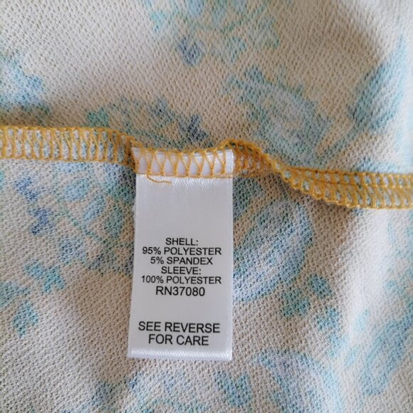 Cato Womens Yellow Keyhole Round Neck Floral Hi Low Hem Blouse Top Size XL - Picture 6 of 7